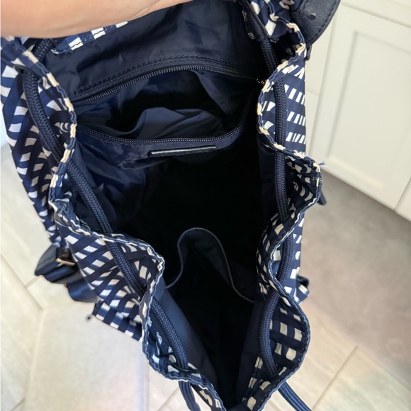 Tory Burch Navy and White Checkered Backpack Purse - Picture 4 of 6
